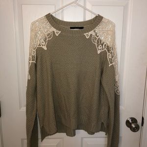 Lace shoulder sweater